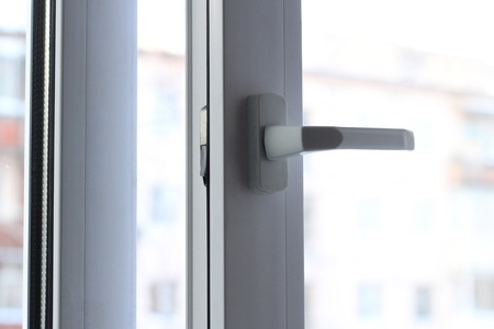 open plastic vinyl window on a winter background, objectの写真素材