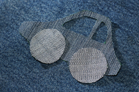 The pattern of the car from a fabric of the jeans, idea
