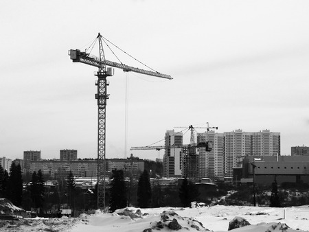 The construction crane in the sity, outdoorの写真素材