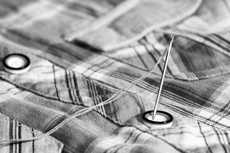 Needle and thread, shirt fabric, hobby objectの写真素材