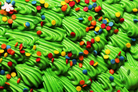 Sweet decor and confetti for cake, close up