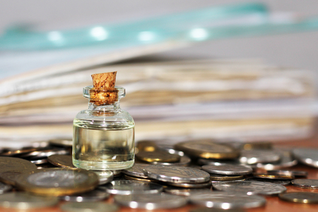 Solution for inhalation in the glass and money, objectの写真素材