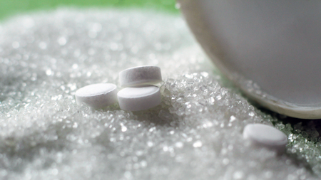 Sugar substitute pills, white color, so close macroの写真素材
