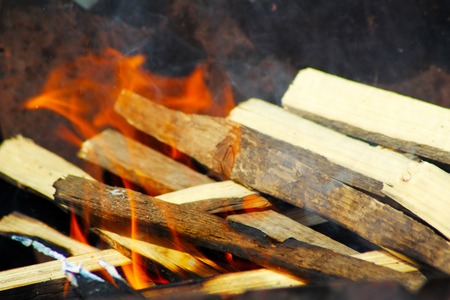 Close up of camp fire flames and fire, macroの写真素材