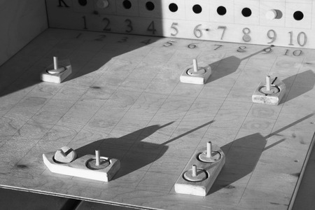 Backgammon, the first floor of the box ready to start playing gameの写真素材