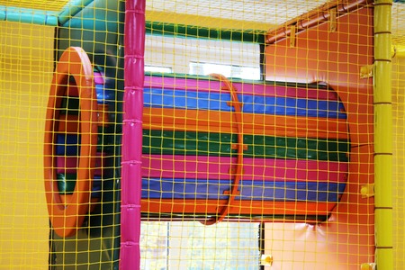 three multi-colored plastic slides in the children's play complex, slide down, entertainment for children, conceptの写真素材