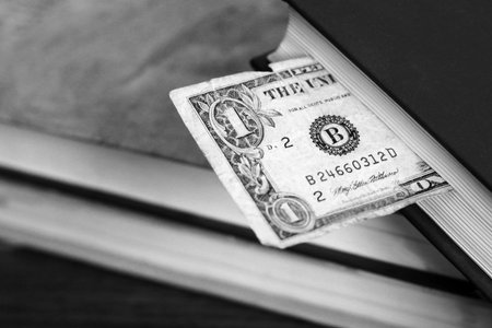 One dollar and book so close, money