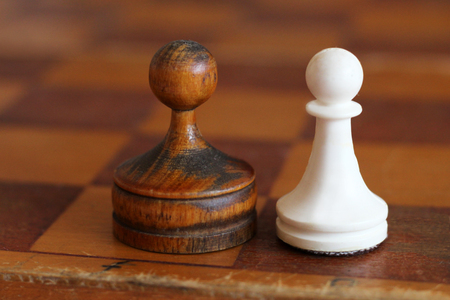 Old wooden chess so close, retroの写真素材