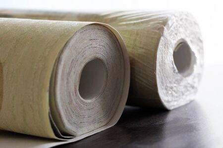 Two Wallpaper rolls so close, repairの写真素材