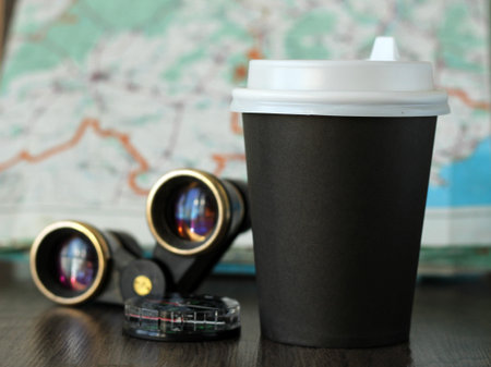 hot drink with USA flagの写真素材