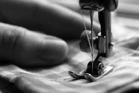 sewing machine and item of clothing so closeの写真素材