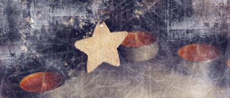 Christmas background with wooden decorative star