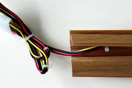 Floor plinth and electric cable, repair and design houseの写真素材
