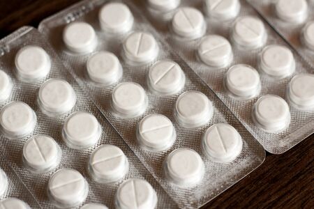White tablets in blisters, health care so closeの写真素材