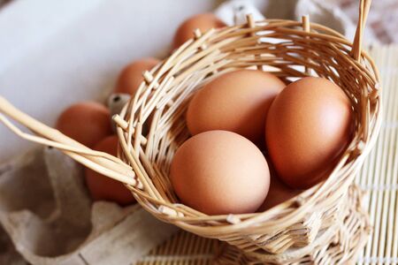 eggs in backet. Natural food so close.の写真素材