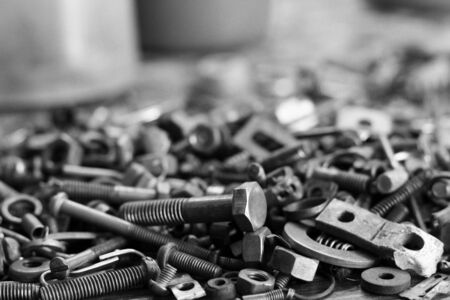 assortment of bolts and screws, a set for backgroundの写真素材