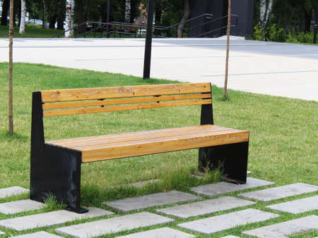 Park bench in sunset. In the park.の写真素材