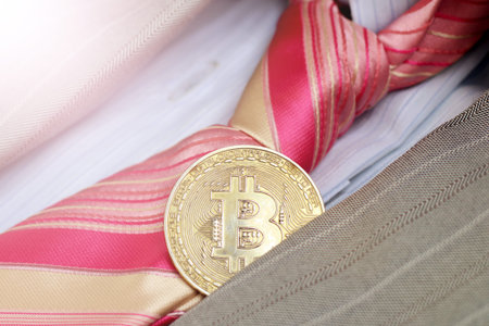 Bitcoin and men's jacket so close