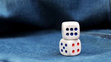 cube playing on a jeans so closeの写真素材