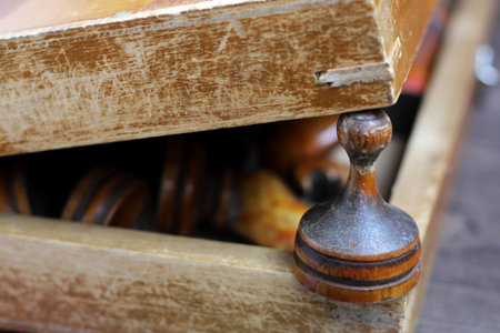 Retro wooden chess so close, a rarity game