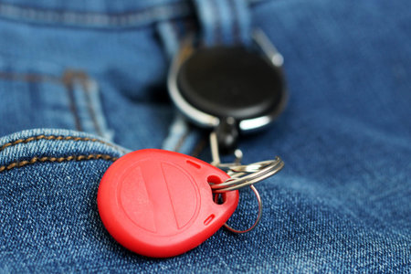 Closeup Keys in a pocket of jeans.