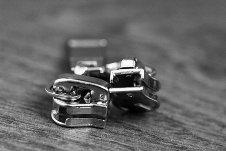 A metal slider zipper so close, macro objectの写真素材