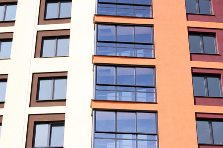 Close view of Russia skyscrapper with abstract windows pattern, object