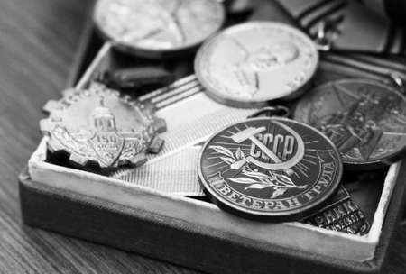 Composition of Victory Day Orders medals Retroの写真素材
