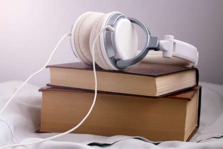 Headphones, Book, Listening Education objectの写真素材
