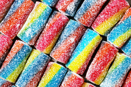 delicious marmalade of different colors, top viewの写真素材