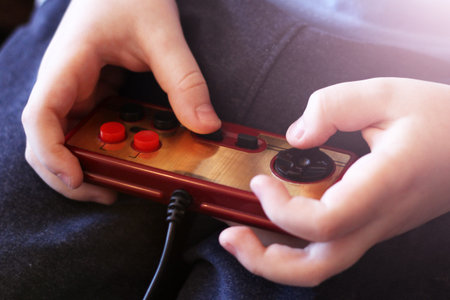 hand holding game controller so close