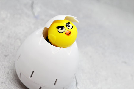 Easter Chick Hatching Out Of Egg so closeの写真素材