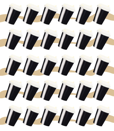 Set of brown coffee cups, illustrationの写真素材