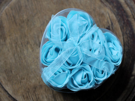 Soap in the shape of a blue flowers so closeの写真素材