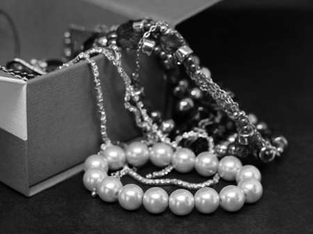 Pearl bracelet and jewelry so closeの写真素材