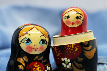 Russian traditional Matryoshka doll so closeの写真素材