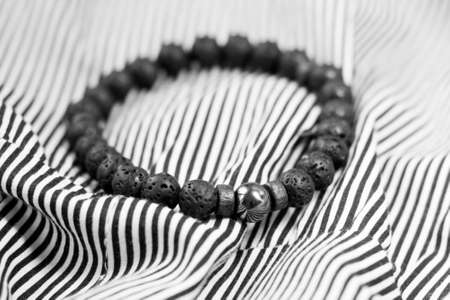 Women's or men's volcanic Lava bracelet, Tibetan jewelryの写真素材