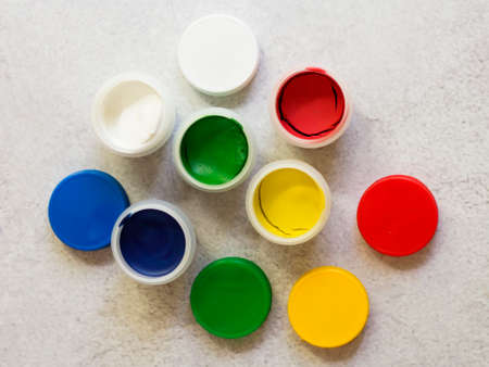 A set of colored gouache, paints for creativityの写真素材