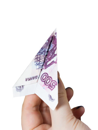 A plane from a 500-ruble bill, business and financeの写真素材