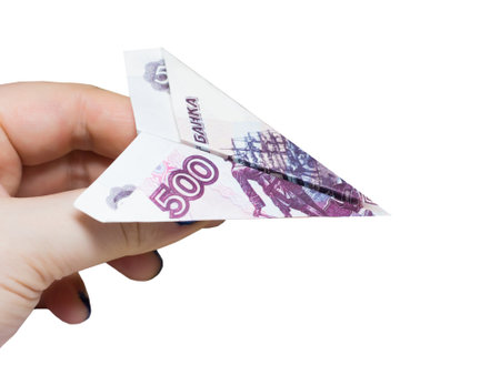 A plane from a 500-ruble bill, business and financeの写真素材