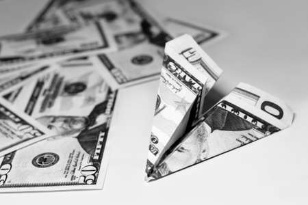 Plane of $50, investment rate, busines, black and white colorの写真素材