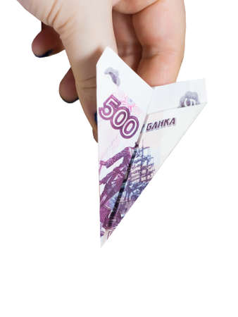 A plane from a 500-ruble bill, business and financeの写真素材