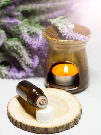 Aroma lamp, orange oil and lavender, self-care, aromatherapyの写真素材