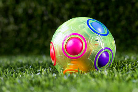 Ball puzzle on the grass, the development of children's logicの写真素材