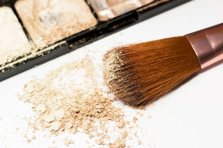 Large brush and powder, eye shadow, cosmetics setの写真素材