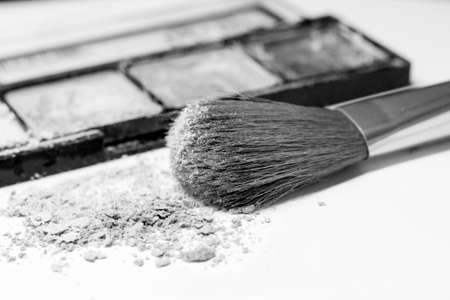 Large brush and powder, eye shadow, cosmetics setの写真素材