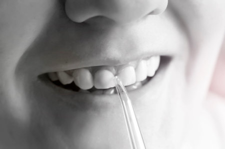 Irrigator, dental and oral care, portrait of a woman