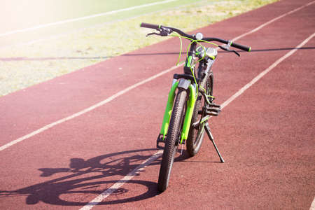 Bike on the track at the stadium. Sport and recreation concept.の写真素材
