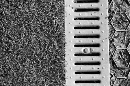Storm drain at the stadium, protection from water,の写真素材