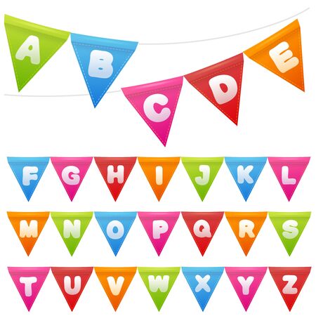 ABC with party flags. Handmade font.のイラスト素材
